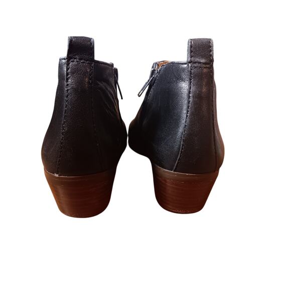 J.Crew Sawyer Ankle Boots-Black Leather-stacked wood heel size 7.5 - Picture 4 of 5